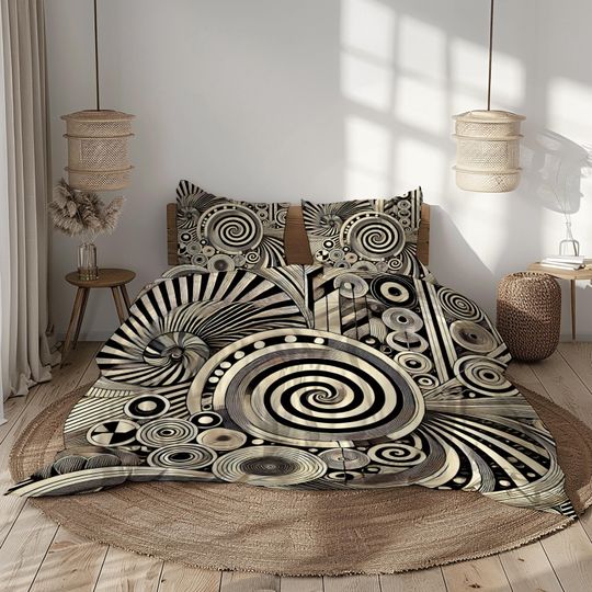 Discover Abstract Spiral Bedding Set, Bedroom Decor
