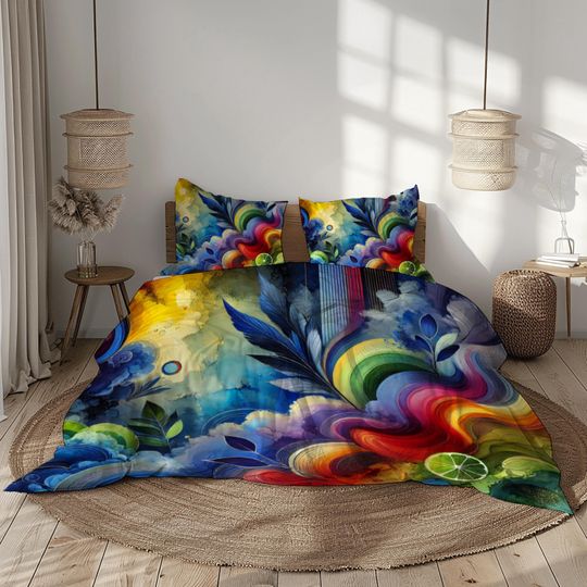 Discover Colorful Abstract Bedding Set, Bedroom Decor