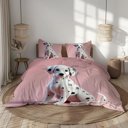 Discover Adorable Dalmatian Puppy Bedding Set, Bedroom Decor