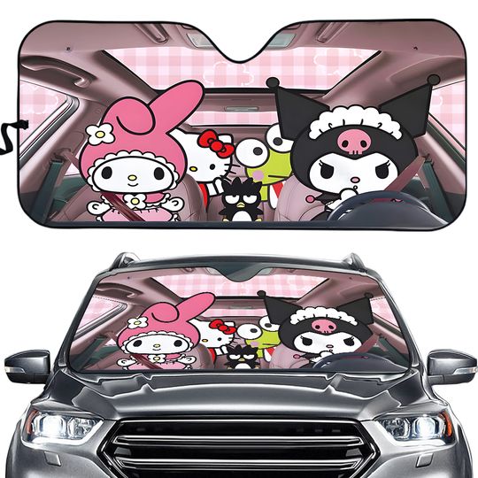 Discover Cute Anime Kuromi Windshield Sun Shade for Car SUV Truck