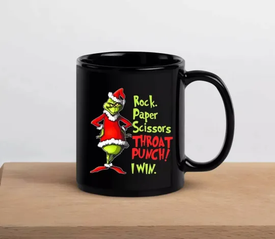 Discover Rock Paper Scissors Throat Punch I Win Christmas Coffee Mug