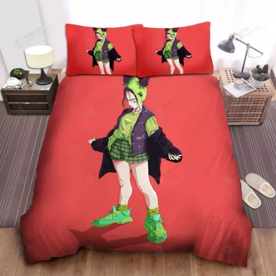 Discover Billie Eilish In Cartoon Art Style Duvet Cover Set Doona Cover