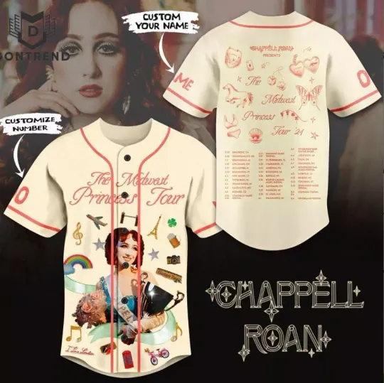 Discover Chappell Roan for fan shirt hot hot  The Midwest Princess Tour Baseball Jersey