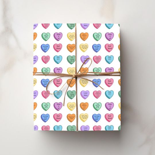 Discover Swiftie Candy Heart Wrapping Paper Lyrics Inspired