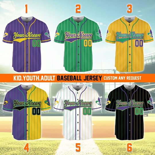 Discover Custom Name and Number Mardi Gras Baseball Collection Jersey