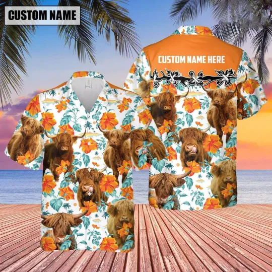 Discover Personalized Unique Highland Hibiscus Floral 3D Hawaiian Shirt