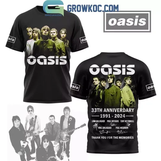 Discover Oasis 33rd Anniversary 1991-2024 Thank You 3D T-Shirt