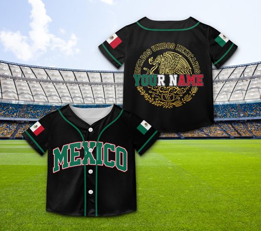 Discover Personalized Mexico Baseball Jersey, Custom Name Mexican Eagle Shirt, Mexico Family