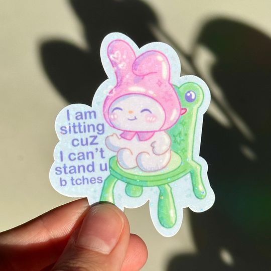 Discover Froggy Chair Funny Sticker | Meme Kawaii Sticker