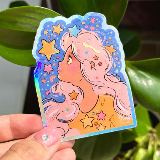 Discover Dreamy Girl Sticker | Star Girl Holographic Sticker