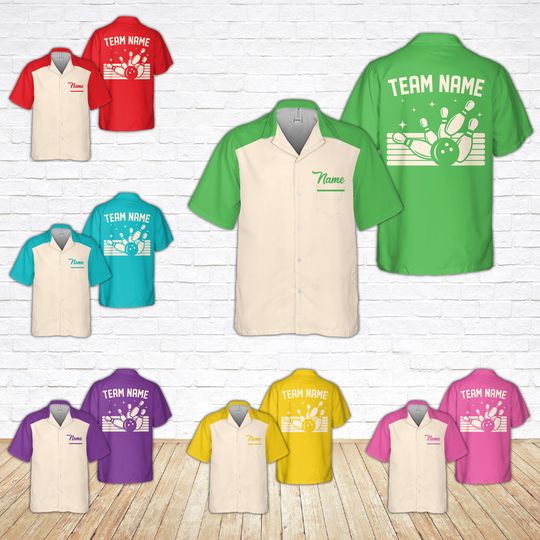 Discover Personalized Bowling Pocket Hawaiian Shirt, Custom Name Bowler Button Up Shirt