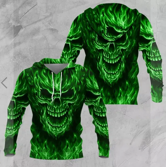 Discover Green Skull 3D Hoodie All Over Print Mother Day Gift