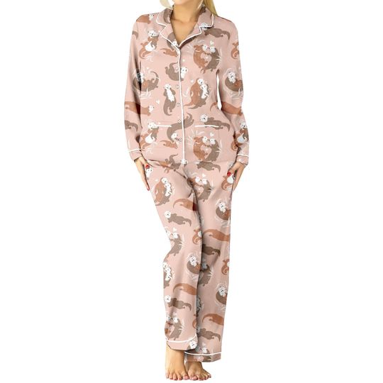 Discover Funny Otter Valentine Pajama Set Women Otterly in Love Womens