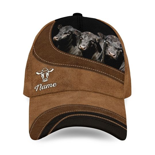 Discover Black Angus Happiness Customized Name Cap