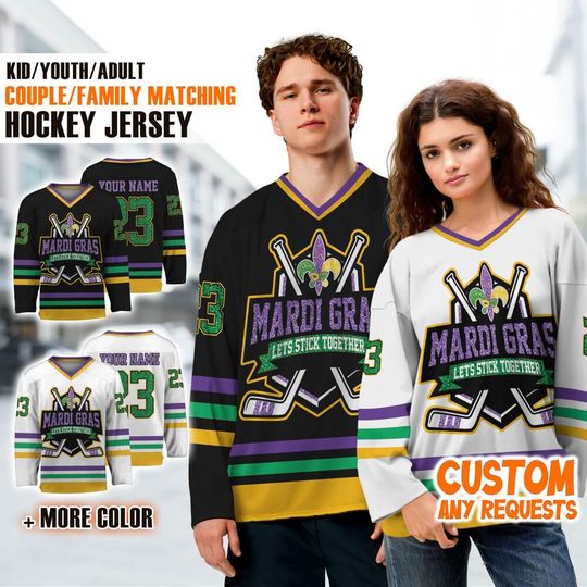 Discover Custom Mardi Gras Hockey Jersey