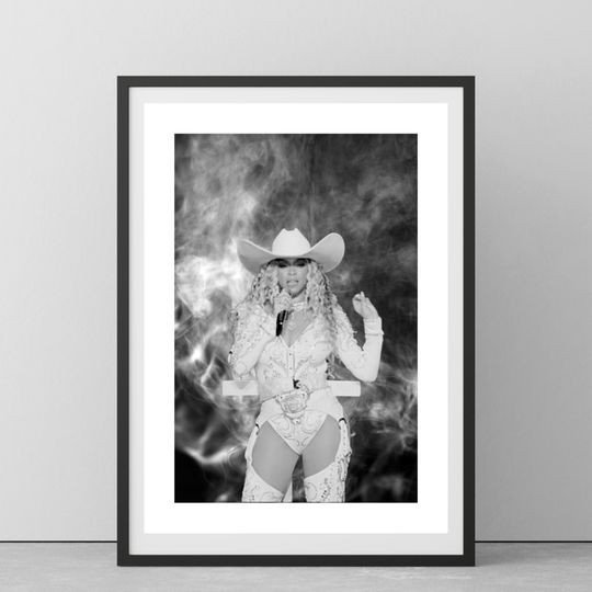 Discover A4 Beyonc  Black and White Print | Cowboy Carter | Beyonc Poster
