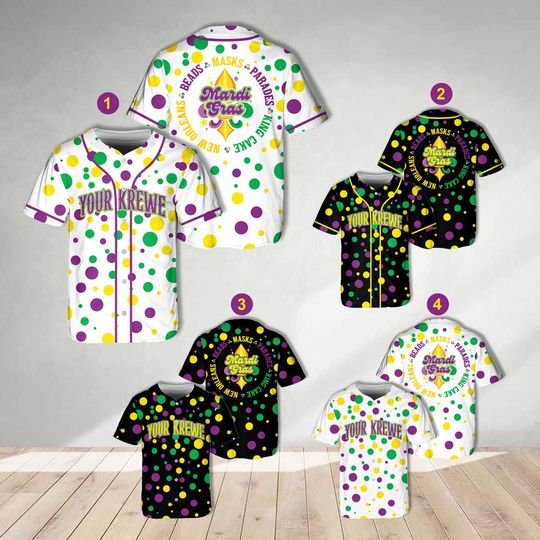 Discover Personalized Mardi Gras Krewe Baseball Jersey