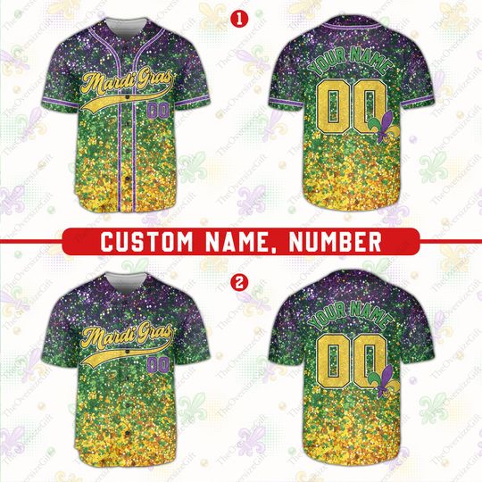 Discover Personalized Mardi Gras Baseball Jersey