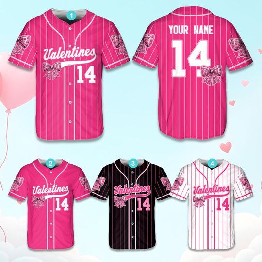Discover Personalized Coquette Bow Valentine's Day Baseball Jersey