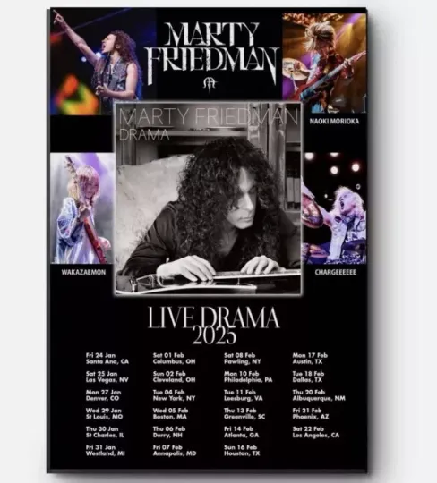 Discover Marty Friedman 2025 U.S. Tour Poster