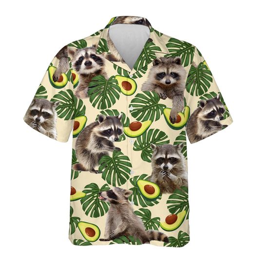 Discover Tropical Raccoon Hawaiian Shirt Men Women Youth, Avocado Raccoon Shirt