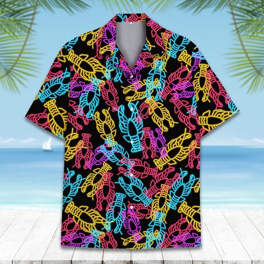 Discover Neon Lobster Hawaiian Shirt Men Women Kid Youth, Crawfish Hawaiian Shirt