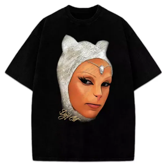 Discover Doja Cat T-Shirt Amala Paint The Town Red Graphic Big Face Cat T-Shirt