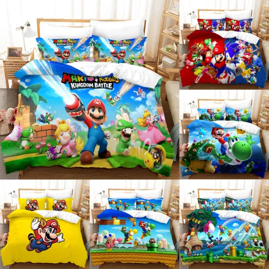 Discover Super Mario 3pcs Bedding Set Duvet Cover Comforter Cover Pillowcases Gift