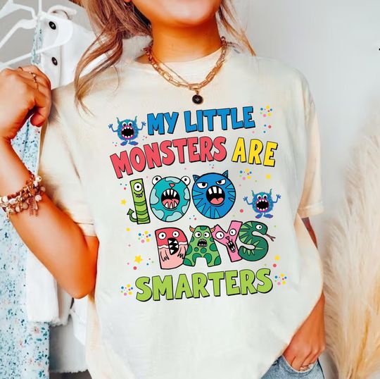 Discover My Little Monsters Are 100 Days Smarter Shirt, 100 Days of School Shirt