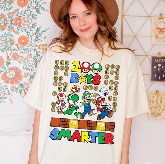 Discover 100 Days Smarter Super Mari Shirt, Mari Shirt, Mari 100 Days Of School Shirt