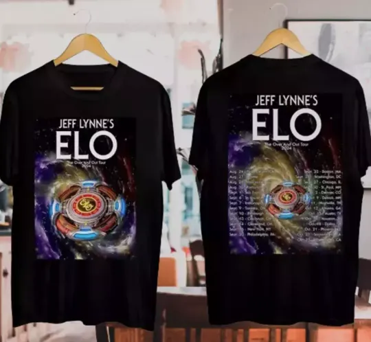 Discover Jeff Lynne's Elo The Over and Out Tour 2024 Black T-Shirt