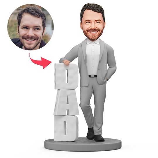 Discover Dad Standing - Personalized Father Bobblehead