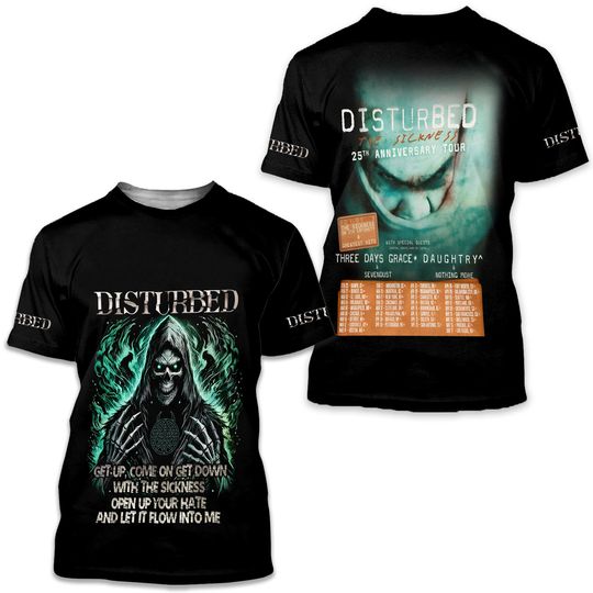 Discover Disturbed Get Up Come On Get Down With The Sickness 3D T-Shirt