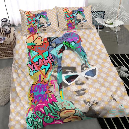 Discover Pop Artwork Portrait Bedding Sets: Billie Eilish Comforter, Duvet Cover