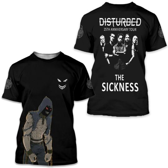 Discover Disturbed 25th Anniversary The Sickness 2025 Tour T-Shirt 3D