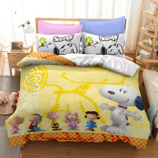 Discover Bedding Set Snoopy Cartoon Doona Duvet Cover Pillowcase Single Double King