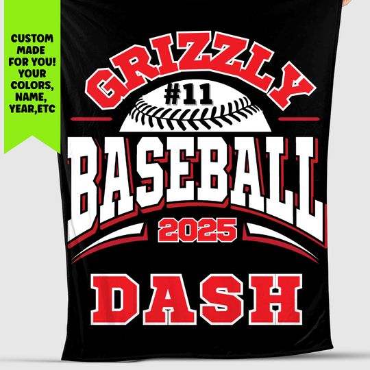 Discover Personalized Baseball Blanket, Custom Player Name Fleece Blanket