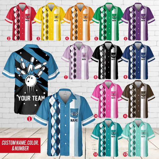 Discover Personalized Retro Bowling Hawaiian Pocket Shirt for Men Women