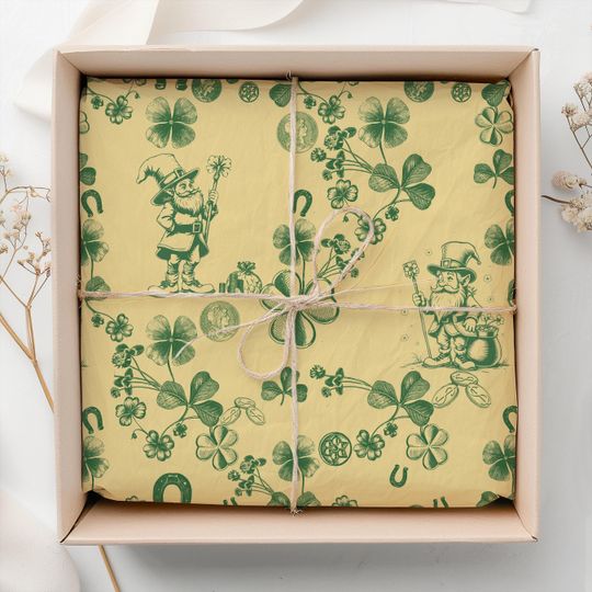 Discover St Patricks Day Toile Wrapping Paper Irish Lucky Gift Wrapping Sheet