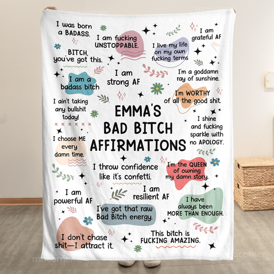 Discover Bad B*tch Affirmations Blanket - Personalized Blanket