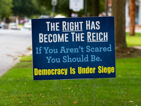 Discover The Right has Become The Reich | Democracy Under Siege | Quick Turnaround | Anti-Trump Sign