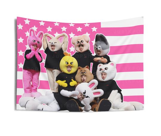 Discover SKZ Members SKZoo Costume American Tapestry, Stray Kids SKZoo Pink American Tapestry