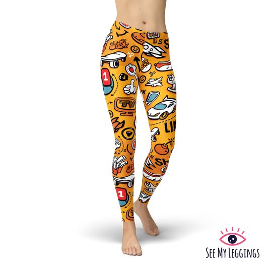 Discover Comic Travel Leggings, Printed Leggings, Leggings for Women, Workout Leggings