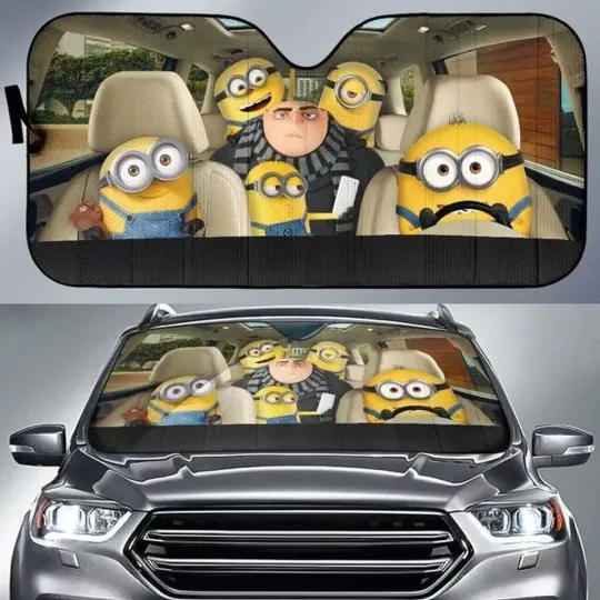Discover Funny Minions Auto Sun Shade Accessories Decor Windshield Protector Gift