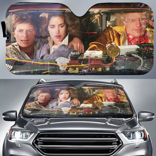 Discover Back To The Future Car Sun Shade Marty McFly And Emmett Brown Car Sun Shade