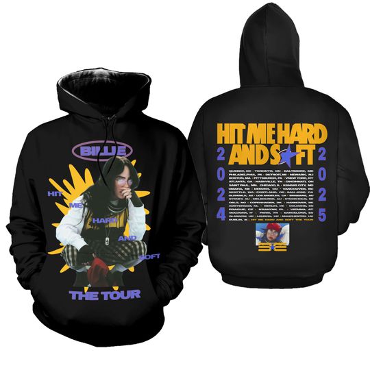 Discover Billie Eilish HIT ME HARD AND SOFT WORLD TOUR 3D Hoodie