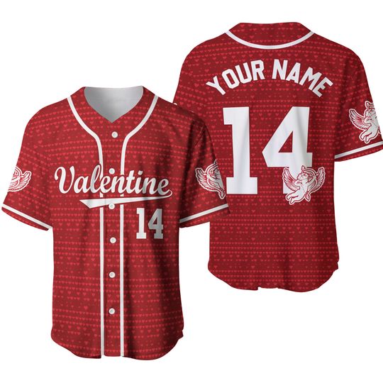 Discover Personalized Valentines Day Baseball Jersey, Custom Name Cupid Valentine Jersey