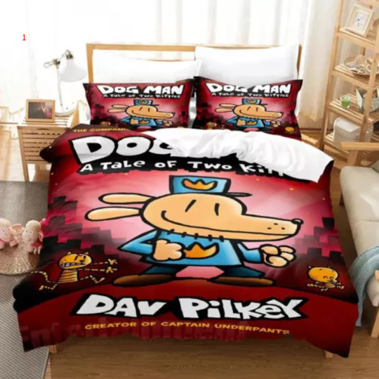 Discover Cartoon Dog Man Bedding Set Boys Girls Duvet Cover Pillowcase