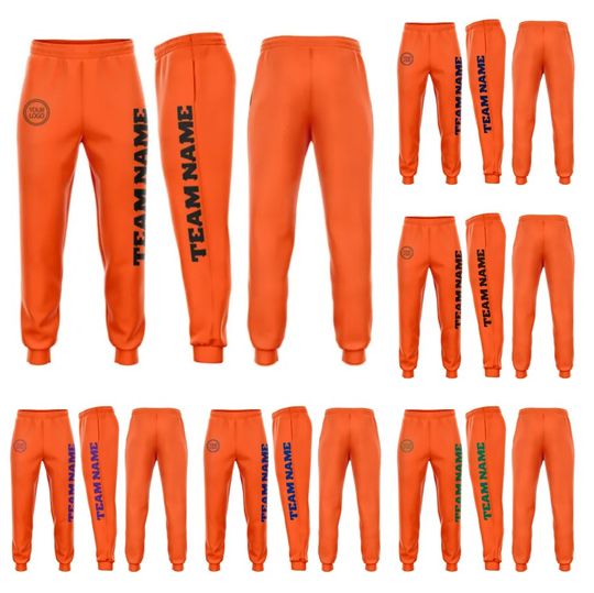 Discover Custom Orange Black Fleece Jogger Sweatpants, Custom Team Name Jogger, Football Fan Gifts