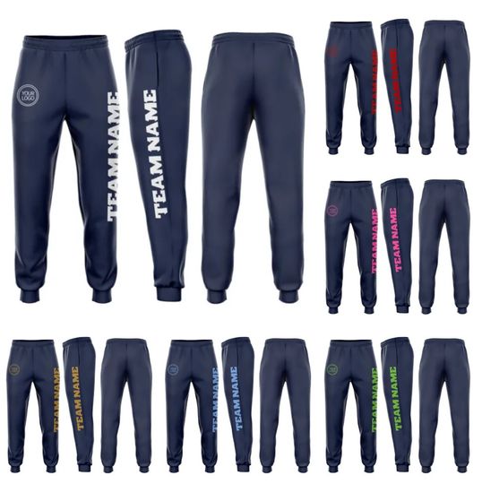 Discover Custom Navy White Fleece Jogger Sweatpants, Custom Team Name Jogger, Football Fan Gifts